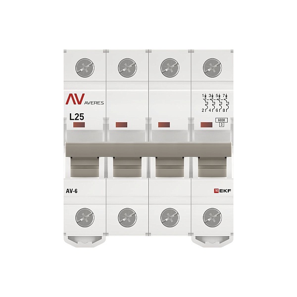 Выключатель автоматический AV-6 4P 25A (L) 6kA EKF AVERES