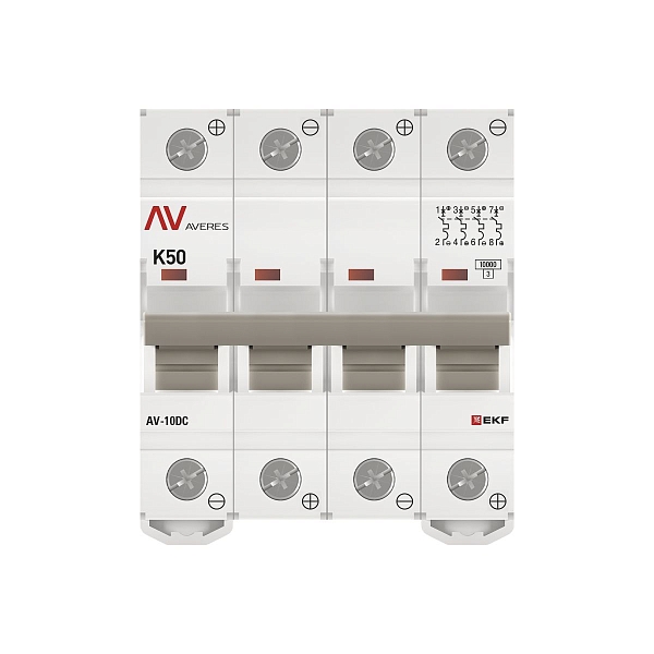 Выключатель автоматический AV-10 DC 4P 50A (K) 10kA EKF AVERES