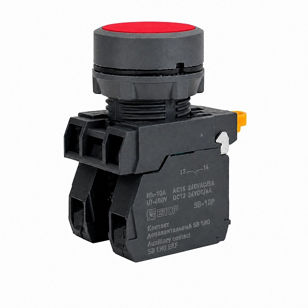 Кнопка SB-21 плоская без фиксации 1NO красная IP65 EKF