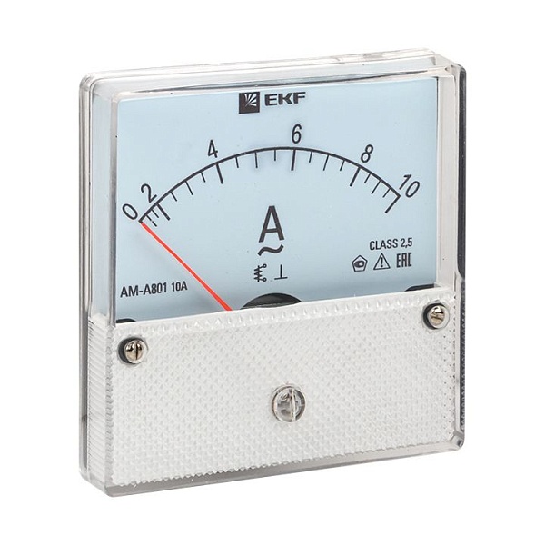 Амперметр AMA-801 аналоговый на панель (80x80) круглый вырез 10А прямое подключение EKF 