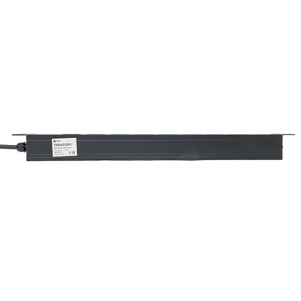 Блок розеток PDU TERACOM PRO 19" 1U 10А/250В 9 розеток Schuko шнур питания длиной 2 метра сечение 3x1,5 мм2 вилка C14 корпус алюминий черный