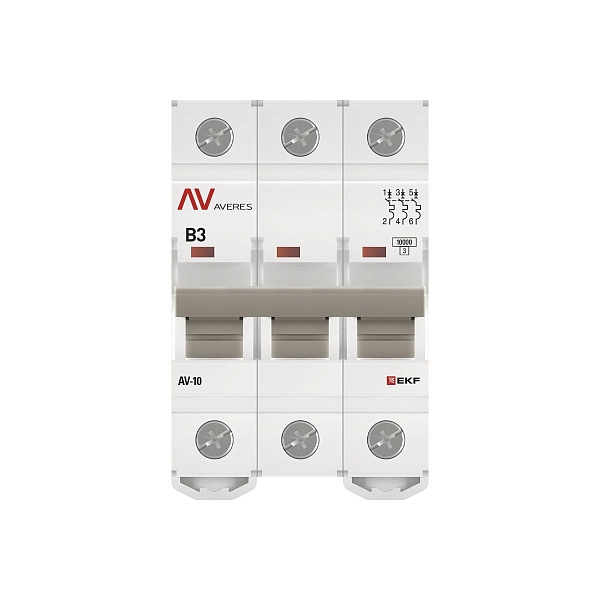 Выключатель автоматический AV-10 3P 3A (B) 10kA EKF AVERES