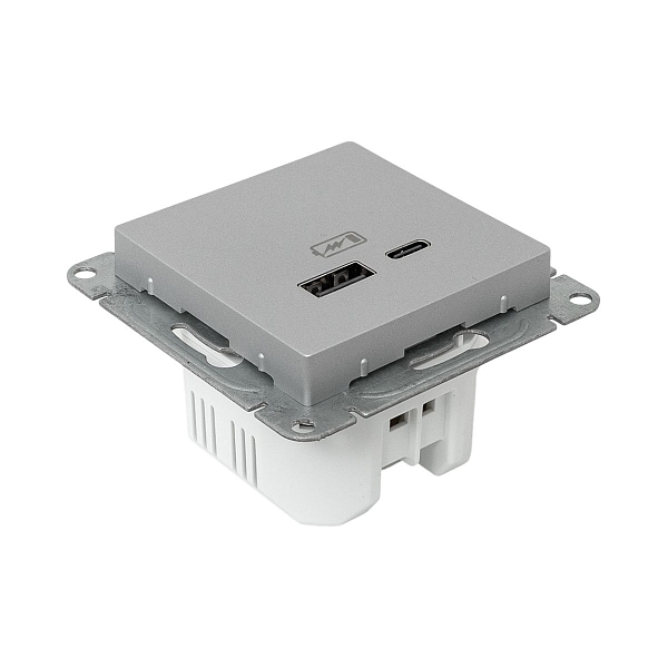 Механизм розетки USB-A+С, алюминий Эпика EKF