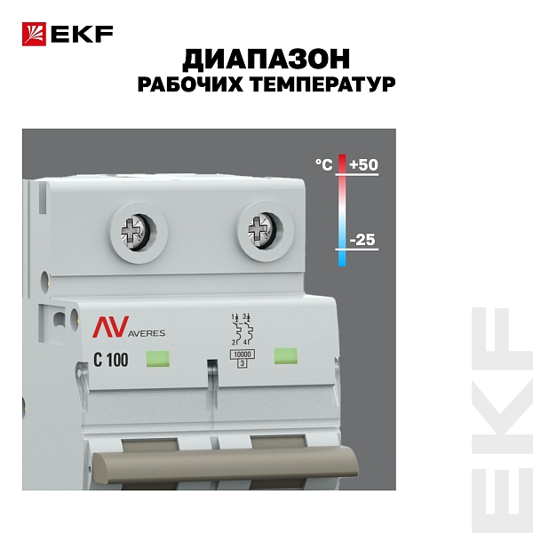 Выключатель автоматический AV-125 2P 80A (C) 10kA EKF AVERES