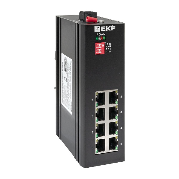 Промышленный неуправляемый коммутатор U-8GT, 8 портов 10/100/1000Base-T(X) RJ45, монтаж на динрейку TSX EKF