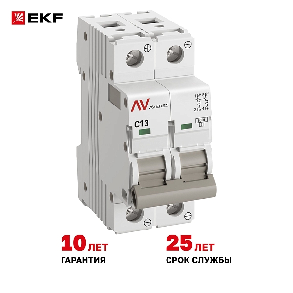 Выключатель автоматический AV-6 DC 2P 13A (C) 6kA EKF AVERES