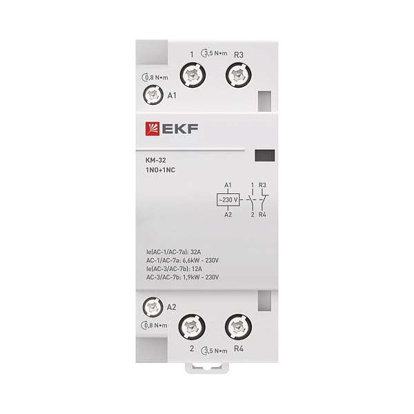 Контактор модульный КМ 32А 1NO+1NC 230В АС (2 мод.) PROXIMA EKF