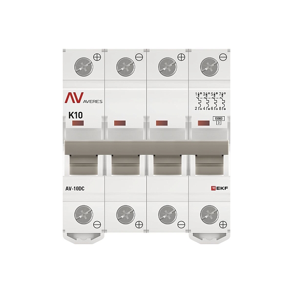 Выключатель автоматический AV-10 DC 4P 10A (K) 10kA EKF AVERES