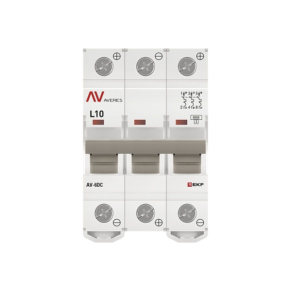 Выключатель автоматический AV-6 DC 3P 10A (L) 6kA EKF AVERES