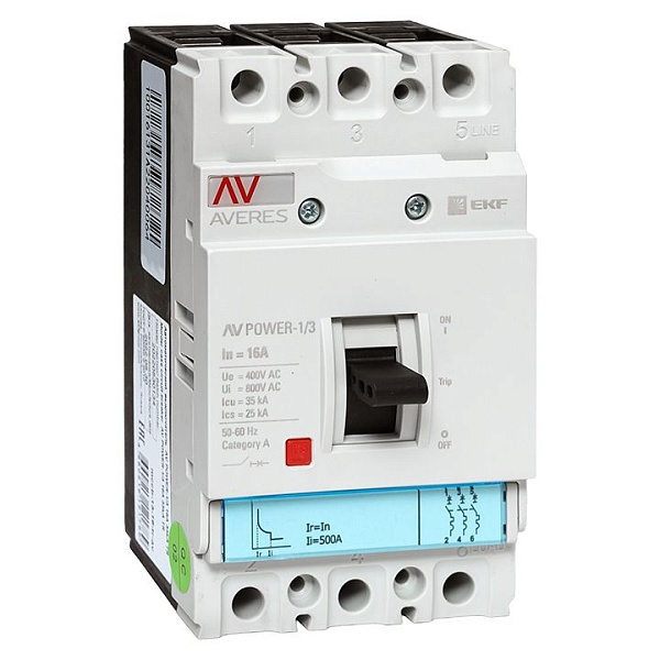 Выключатель автоматический в литом корпусе AV-POWER-1/3 16А 35кА TR EKF