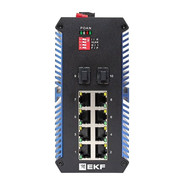 Промышленный неуправляемый коммутатор U-2GX/SFP-8GTP, 2 порта 1000Base-X SFP, 8 портов 10/100/1000Base-T(X) RJ45 c PoE, монтаж на динрейку TSX EKF