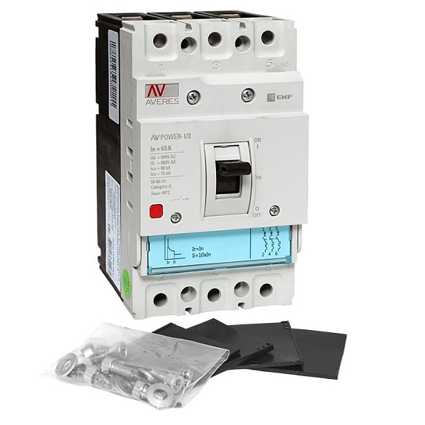 Выключатель автоматический в литом корпусе AV-POWER-1/3 63А 80кА TR EKF