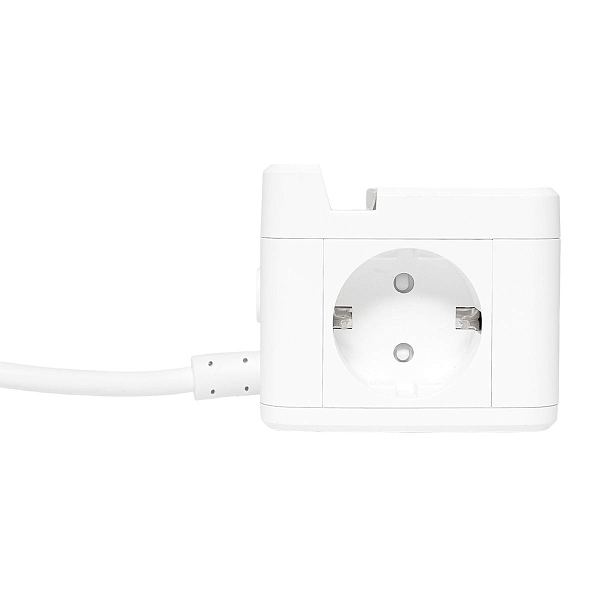Удлинитель "Куб" 2 гнезда 1USB + 2Type C с быстрой зарядкой, подставкой под телефон и ночником 1,3 метра 1мм2