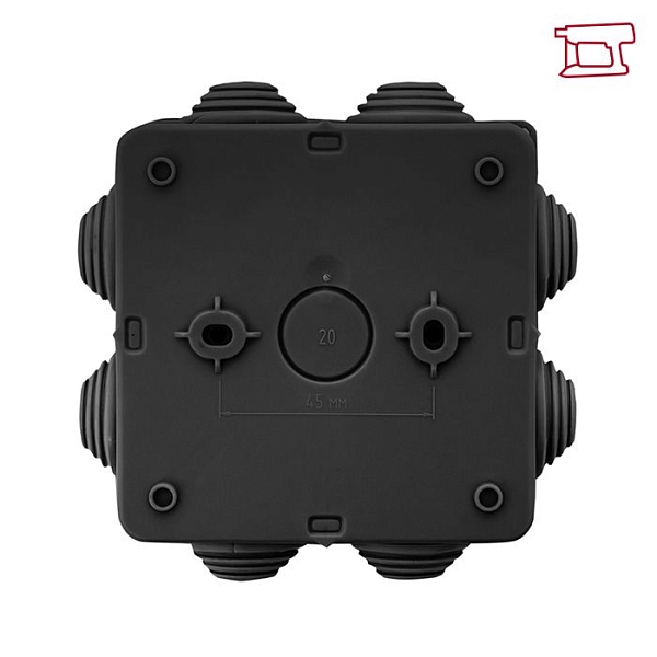Коробка распределительная КМР-030-031 с крышкой (85x85x40) для прямого монтажа 8 мембр. вводов чёрная IP55 EKF