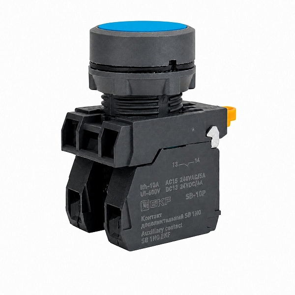 Кнопка SB-31 плоская с фиксацией 1NO+1NС синяя IP65 EKF
