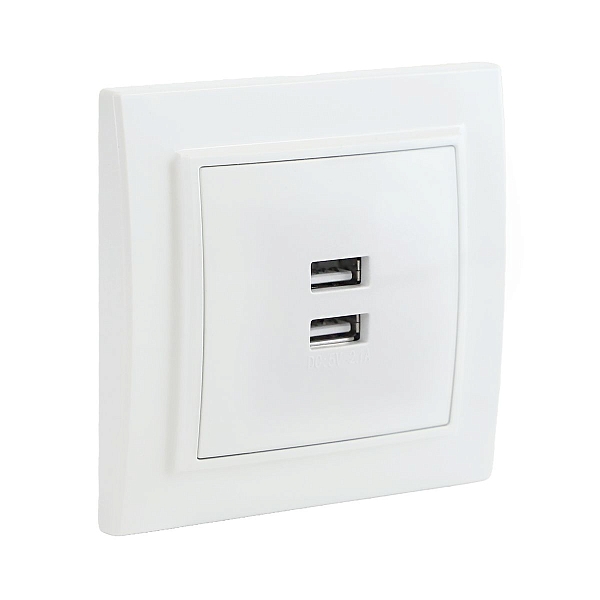 Минск Розетка USB 2-местная СП 2,1А белая EKF