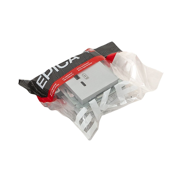 Механизм розетки USB-A+С, алюминий Эпика EKF