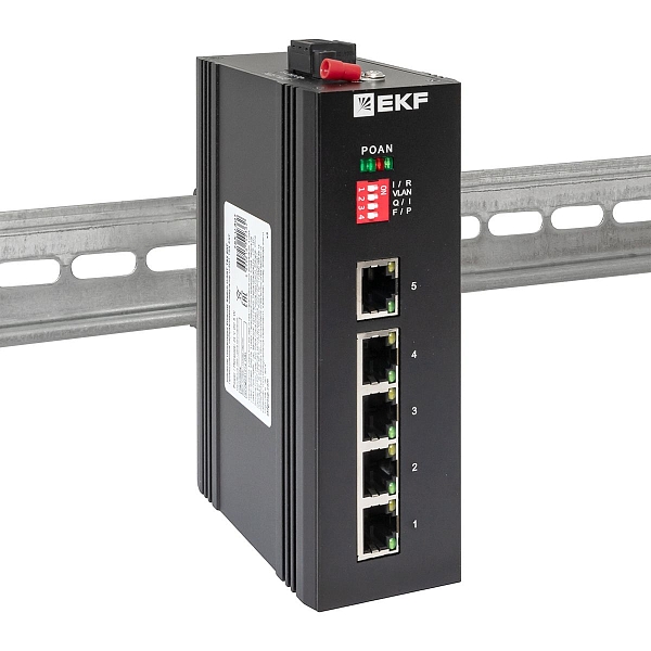 Промышленный неуправляемый коммутатор U-5GT, 5 портов 10/100/1000Base-T(X) RJ45, монтаж на динрейку TSX EKF