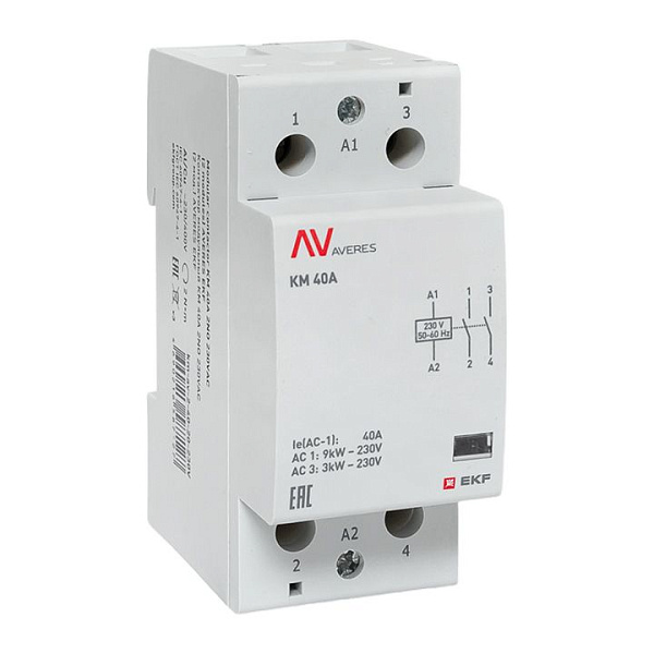 Контактор модульный КМ 40А 2NO 230В АС (2 мод.) AVERES EKF