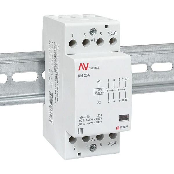 Контактор модульный КМ 25А 4NO 230В АС (2 мод.) AVERES EKF