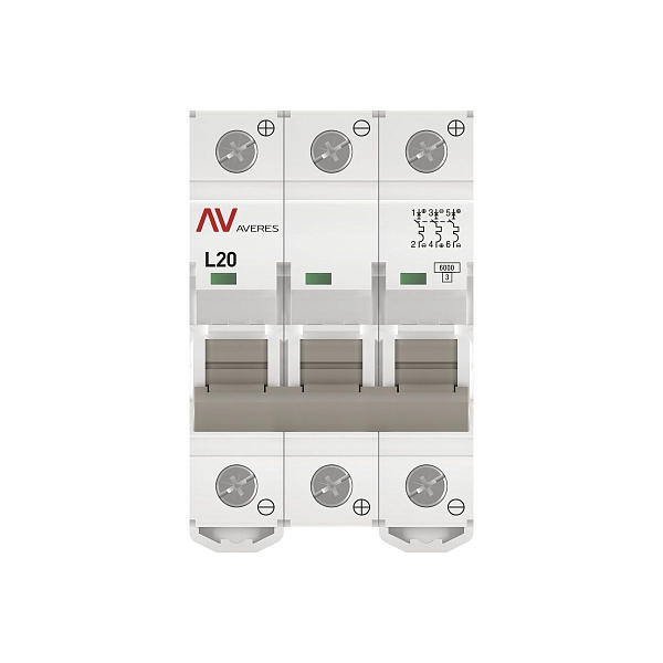 Выключатель автоматический AV-6 DC 3P 20A (L) 6kA EKF AVERES