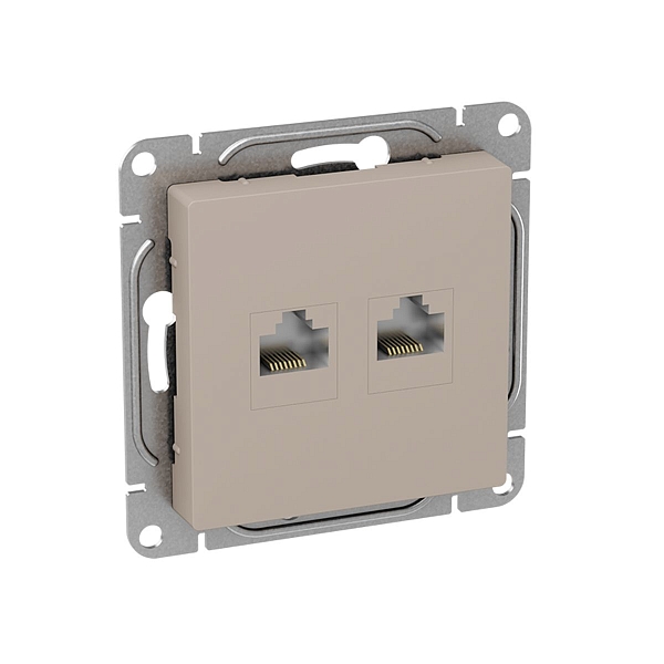 Механизм розетки RJ45 - 2шт, (cat6), кремовый Эпика EKF