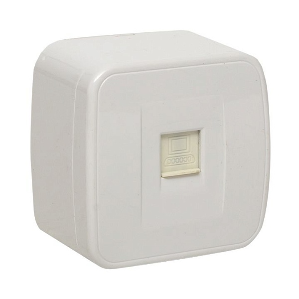Минск Розетка RJ-45 1-местная, ОП 1А, 120В, белая EKF