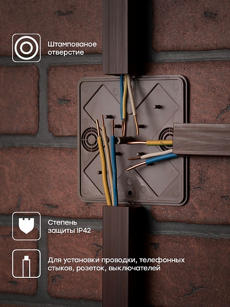 Коробка разветвительная KMP-030-032 (100x100x28) тёмное дерево EKF PROxima