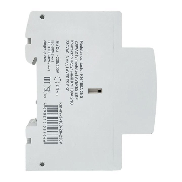 Контактор модульный КМ 100А 2NO 230В АС (3 мод.) AVERES EKF