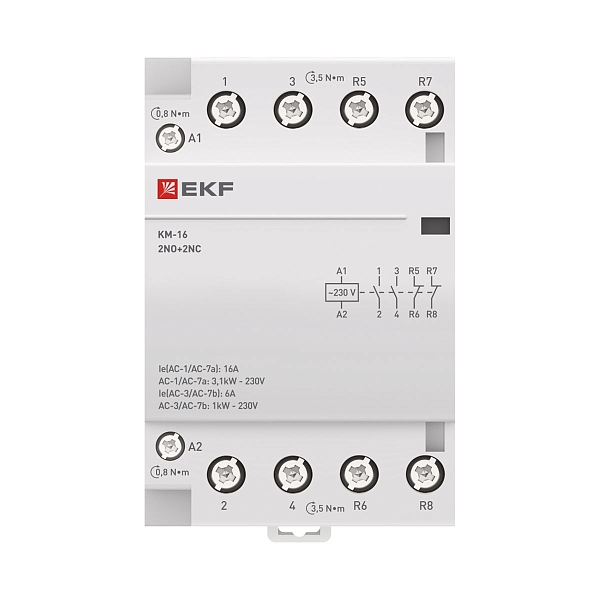 Контактор модульный КМ 16А 2NO+2NC 230В АС (3 мод.) PROXIMA EKF