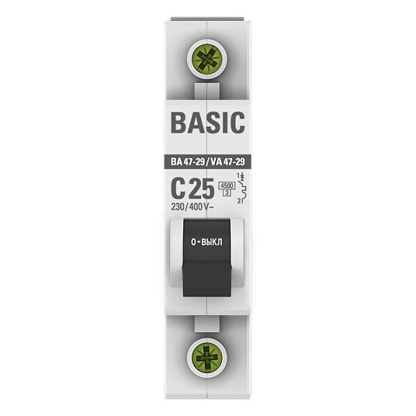 Автоматический выключатель ВА 47-29 1P 25А (C) 4,5кА BASIC
