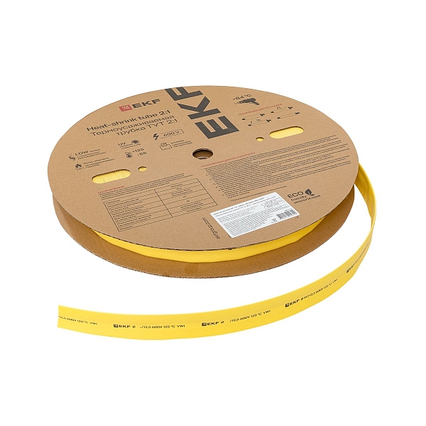 Термоусаживаемая трубка ТУТ нг 40/20 желтая рулон EKF PROxima