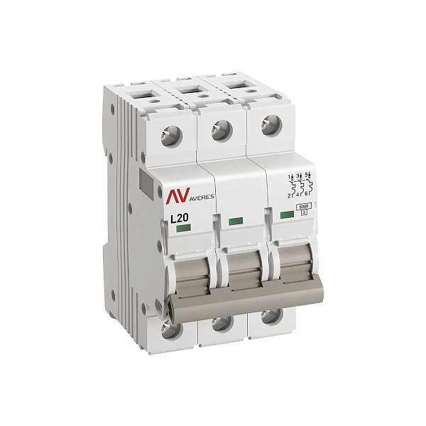 Выключатель автоматический AV-6 3P 20A (L) 6kA EKF AVERES