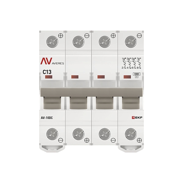 Выключатель автоматический AV-10 DC 4P 13A (C) 10kA EKF AVERES
