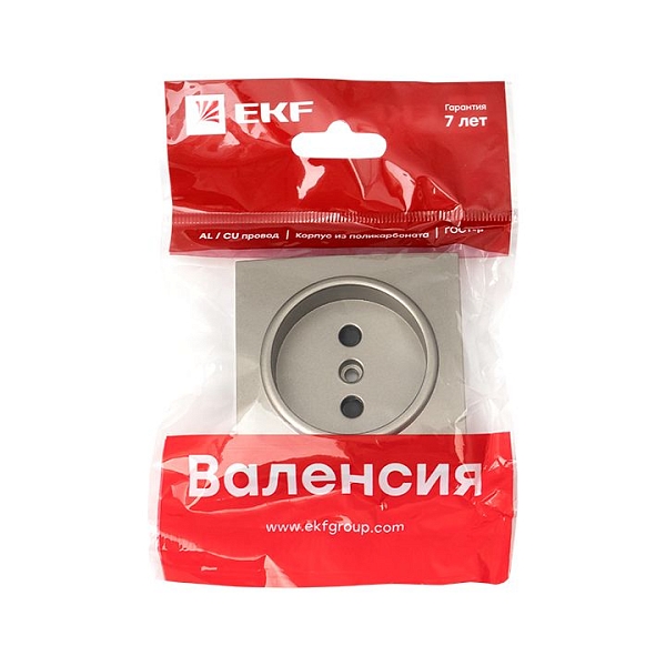 Валенсия лицевая панель розетки 1-местной б/з 10 А кашемир с защ. штор. EKF