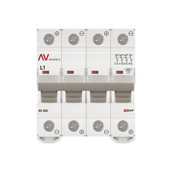 Выключатель автоматический AV-6 DC 4P 1A (L) 6kA EKF AVERES