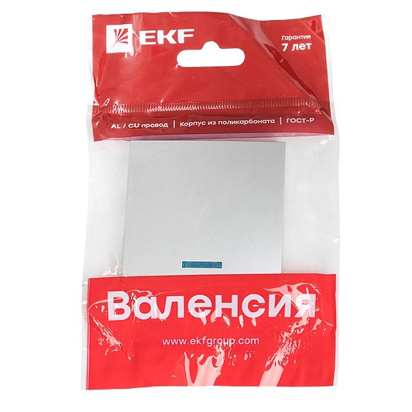 Валенсия лицевая панель выключателя 1-кл. с индикатором 10А сталь EKF