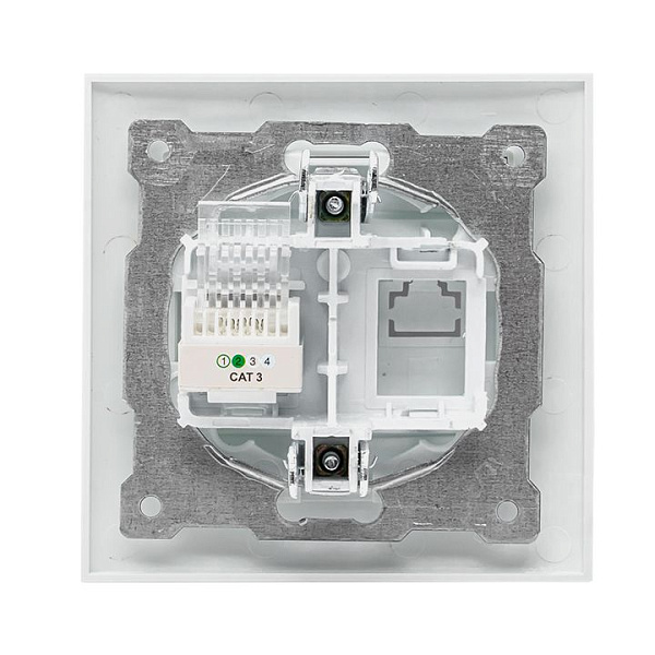 Валенсия розетка телефонная RJ-11 1-местная белая EKF