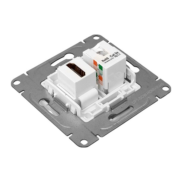 Механизм розетки HDMI+RJ45 (cat5), белый Эпика EKF