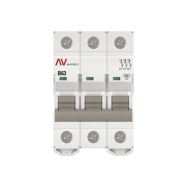Выключатель автоматический AV-6 3P 63A (B) 6kA EKF AVERES