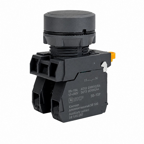 Кнопка SB-31 плоская с фиксацией 1NO+1NС черная IP65 EKF