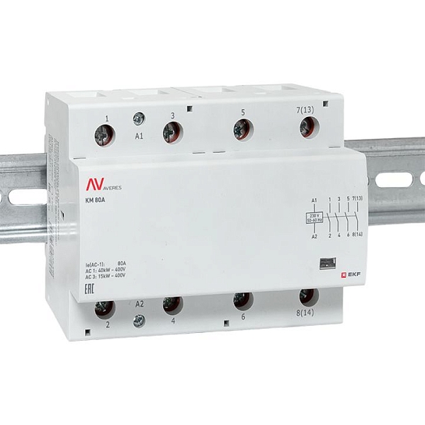 Контактор модульный КМ 80А 4NO 230В АС (6 мод.) AVERES EKF