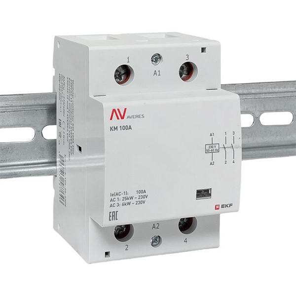 Контактор модульный КМ 100А 2NO 230В АС (3 мод.) AVERES EKF