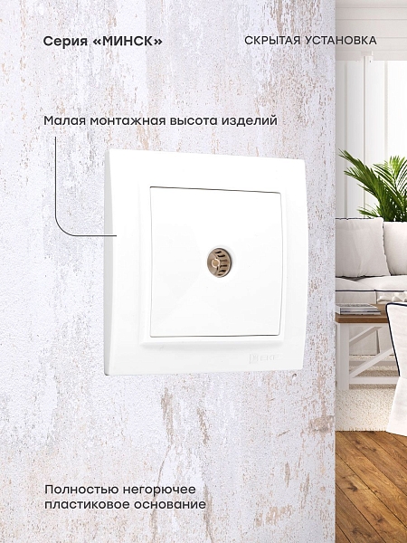 Минск Розетка TV 1-местная СП бел. 75Ом 5-862МГц EKF
