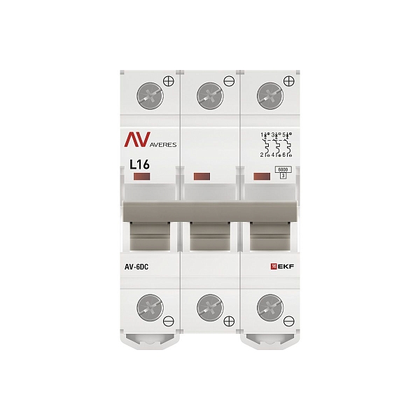 Выключатель автоматический AV-6 DC 3P 16A (L) 6kA EKF AVERES