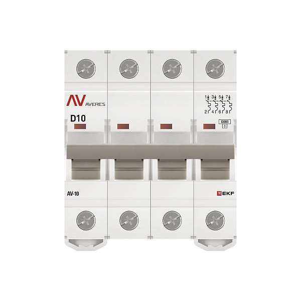 Выключатель автоматический AV-10 4P 10A (D) 10kA EKF AVERES