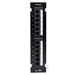 Патч-панель настенная TERACOM PRO Cat.5E неэкранированная UTP 12 портов RJ-45 Dual IDC