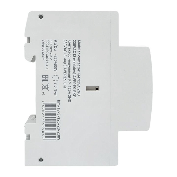 Контактор модульный КМ 125А 2NO 230В АС (3 мод.) AVERES EKF