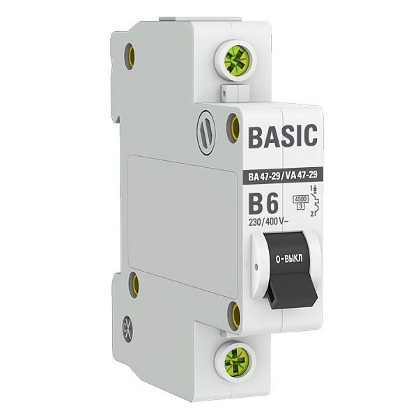 Автоматический выключатель ВА 47-29 1P 6А (B) 4,5кА BASIC